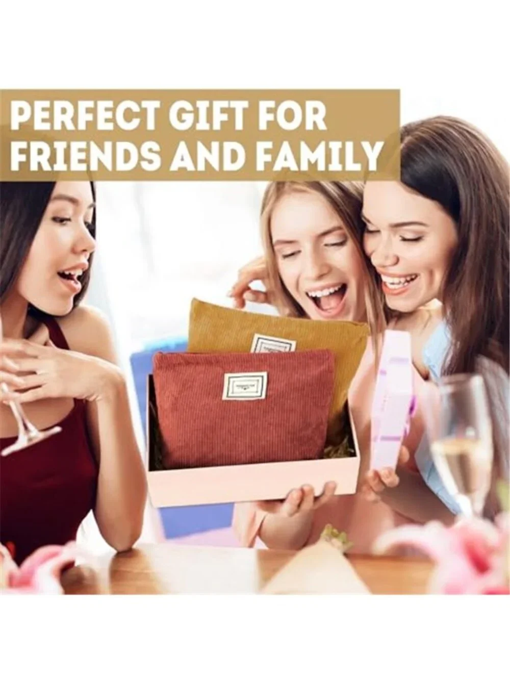 Corduroy Makeup Bag Cosmetic Pouch Travel Toiletry Organizer Zipper Case 4 Pack